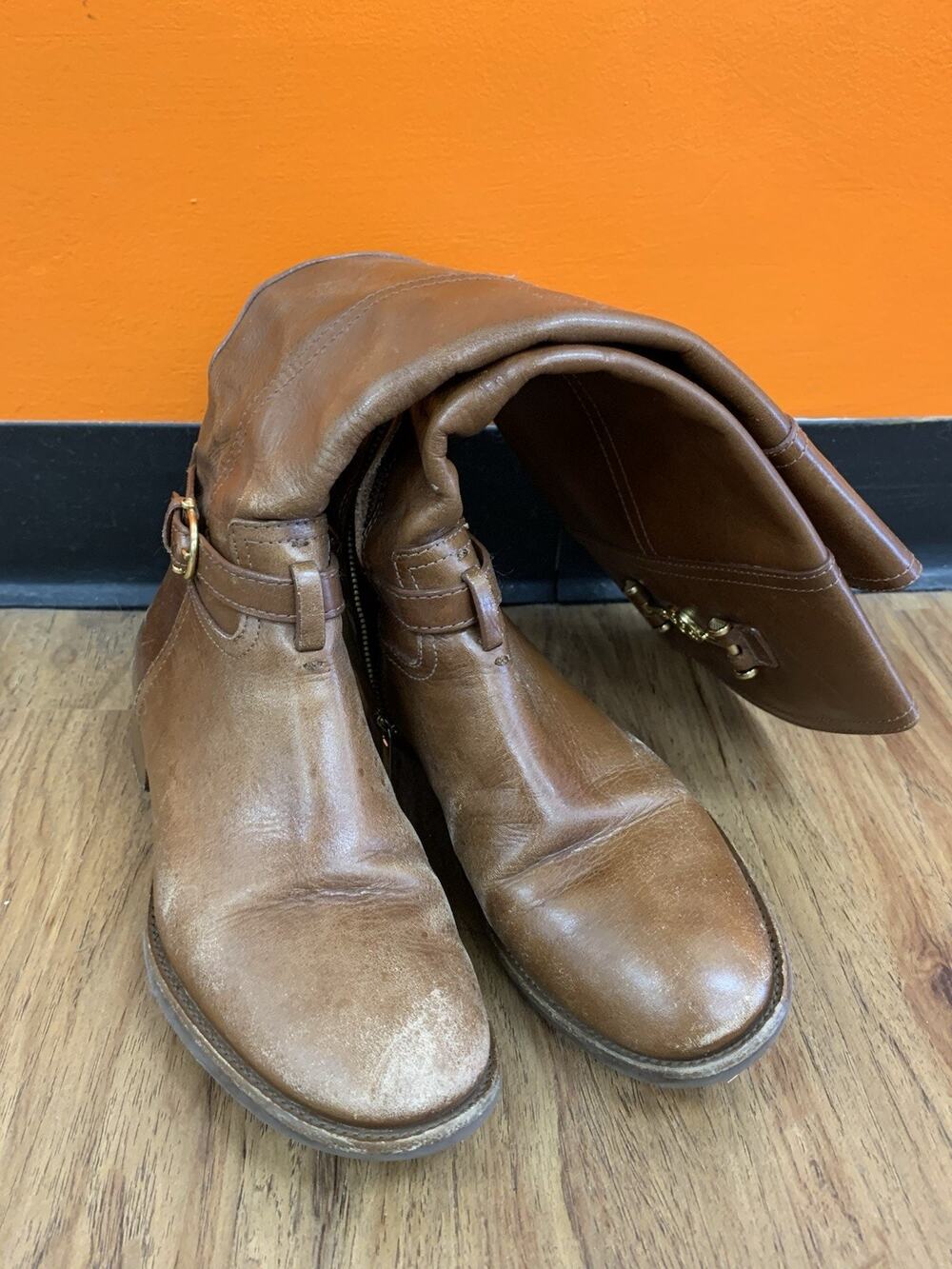 Tory Burch Nadine Ridding Boots Almond 6M